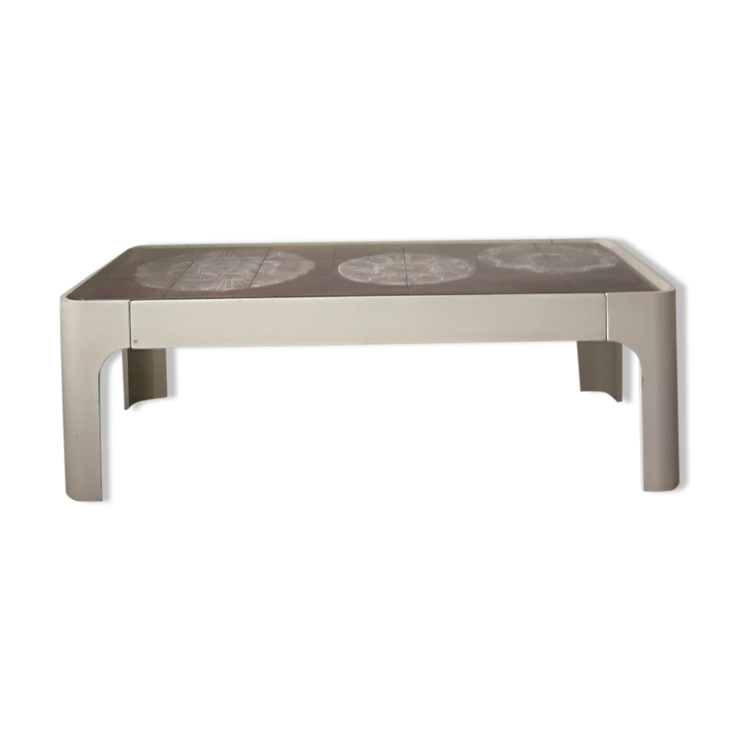 Coffee table in wood and ceramic, design 1970