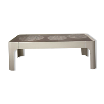 Coffee table in wood and ceramic, design 1970