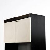 Meuble bar brutaliste en chêne noir et blanc