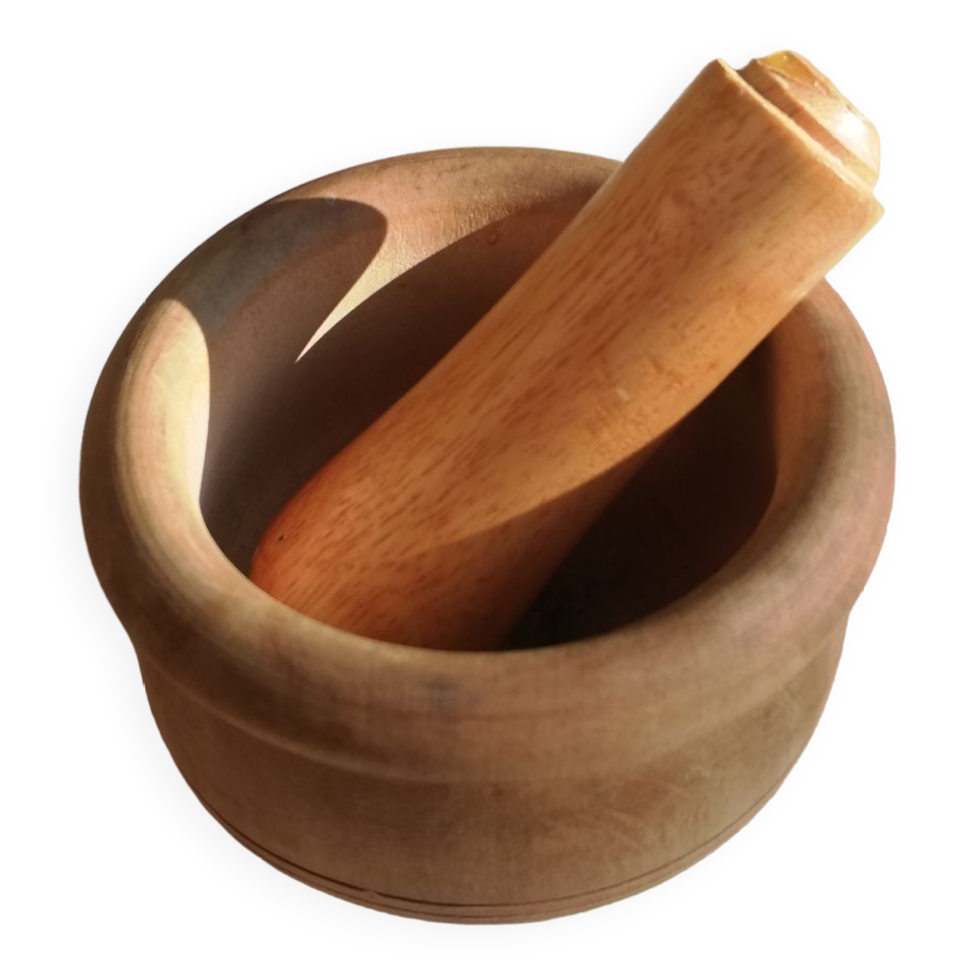 Wooden Mortar and Pestle Bowl