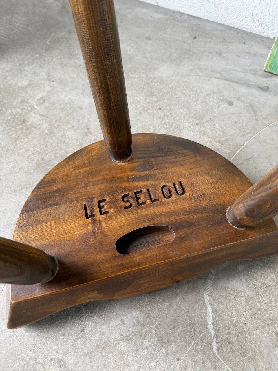 Pair of Le Selou tripod shepherd's stools
