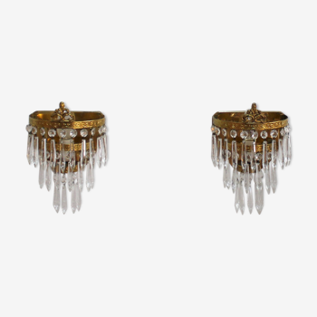 Pair of tassel wall light  and gold metal