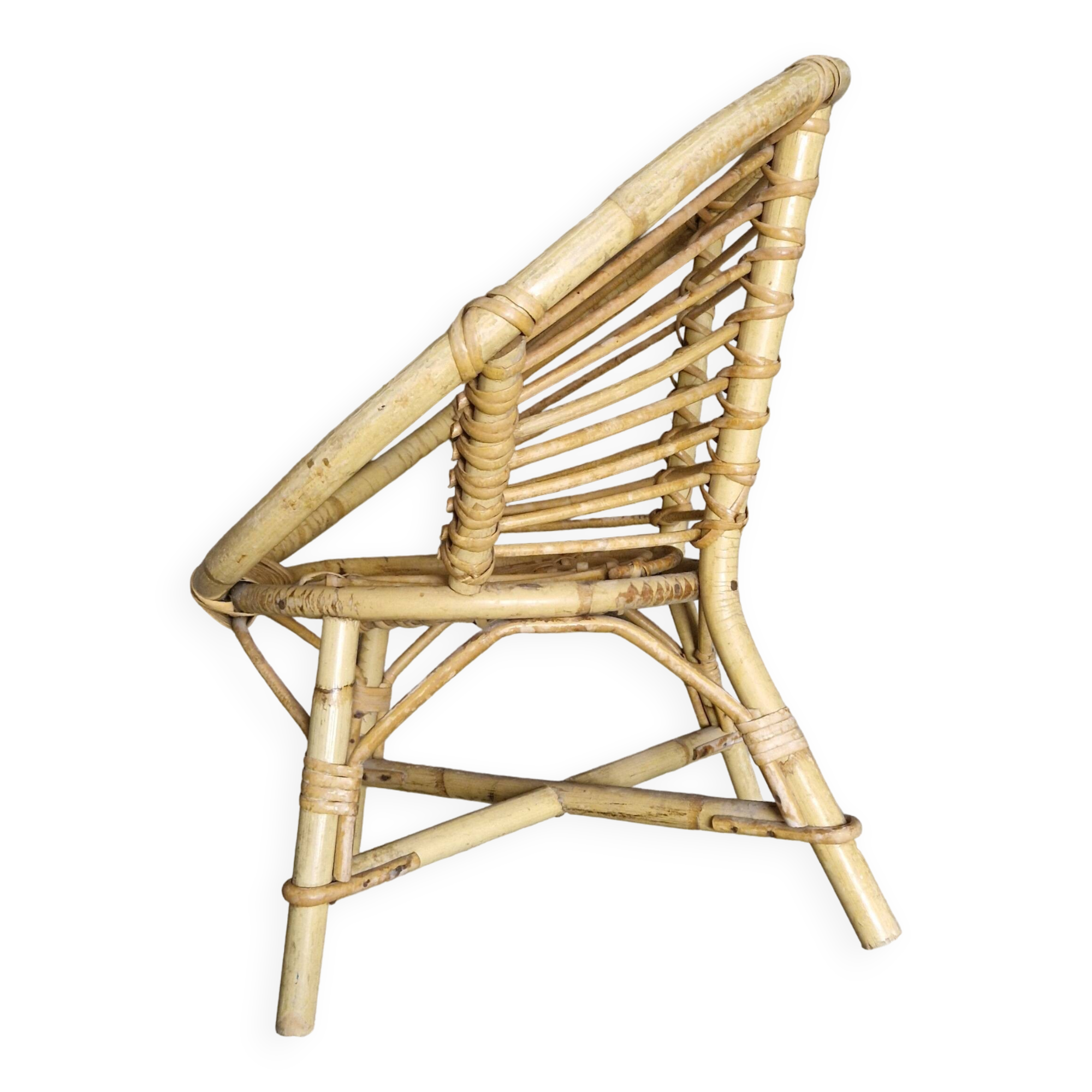 Fauteuil enfant en rotin années 1970