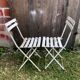 Pair of vintage white metal & wood folding garden chairs