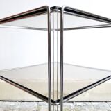 Side table Vintage Chrome & glass top by Max Sauze, Isocèle edition