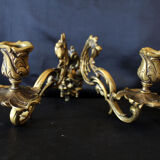 Pair of antique French Bronze Piano sconce, candleholders, signed L Pinet 102, rococo empire regency