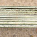 Antique Garden Bench with Wooden Slats and Iron Legs