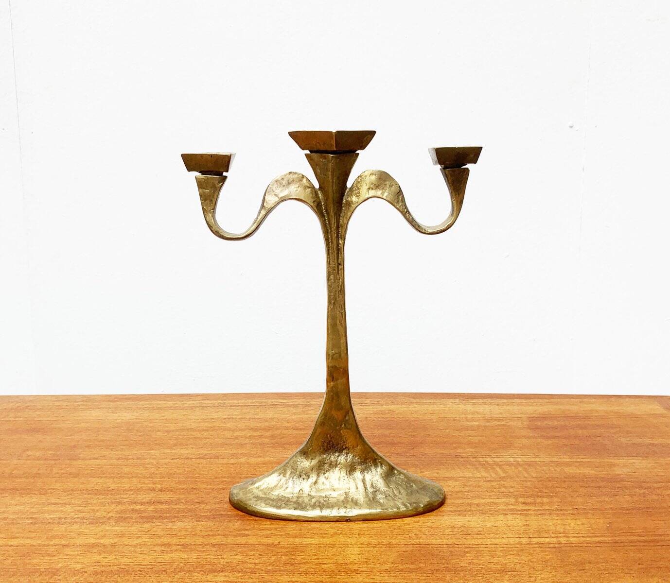 Vintage Brutalist Bronze Candle Holder