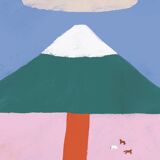 Affiche murale montagne Mont Fuji avec des chevaux 30cm*40cm
