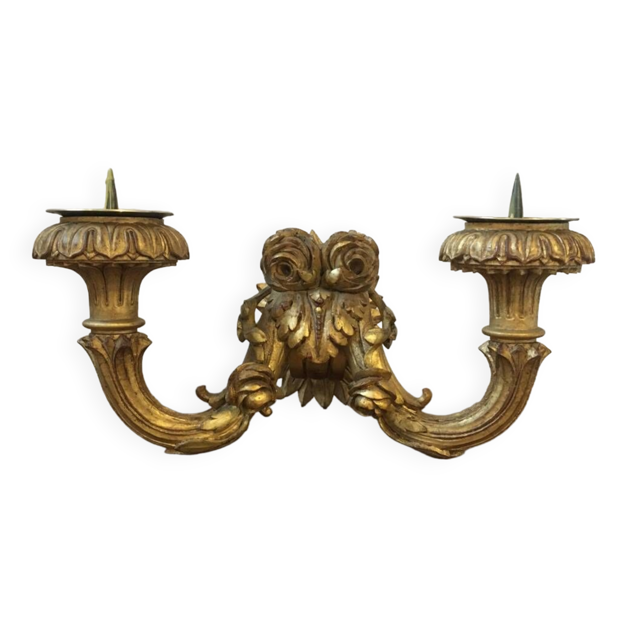 Golden wall candle holder