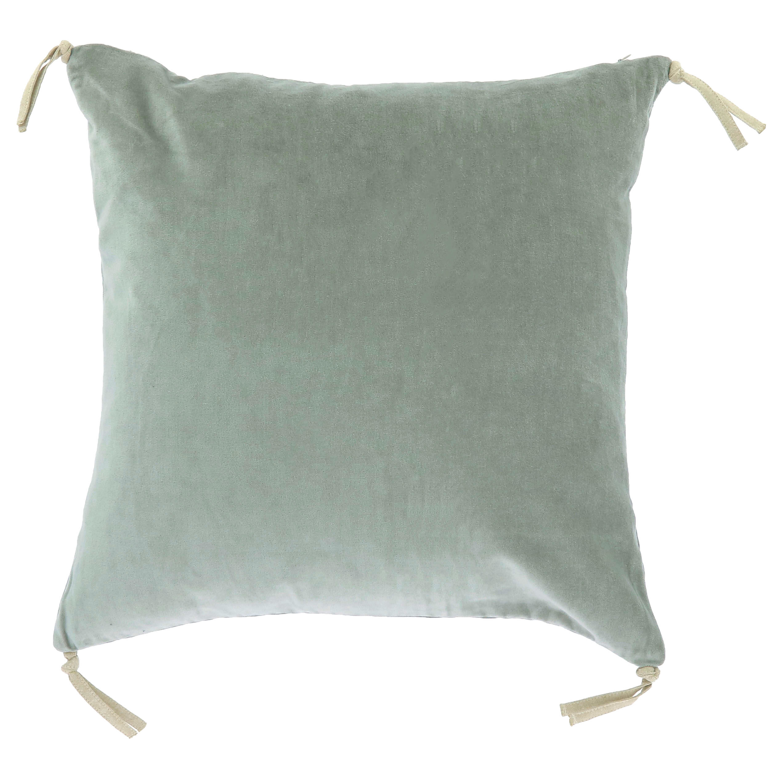 Velvet cushion 45x45cm celadon color