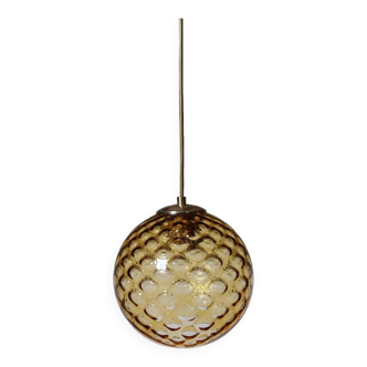 Vintage amber bubble glass pendant light