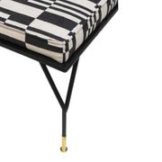 Modern Black Lacquered Iron and Patterned Fabric, 1970s Italian Stool