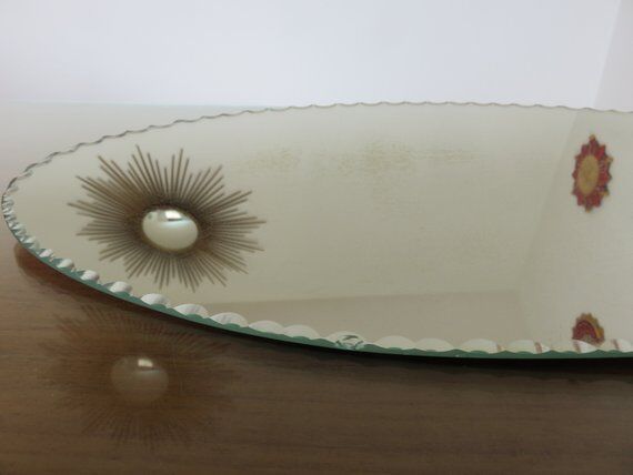 Beveled oval mirror 50s 60s 40x20cm