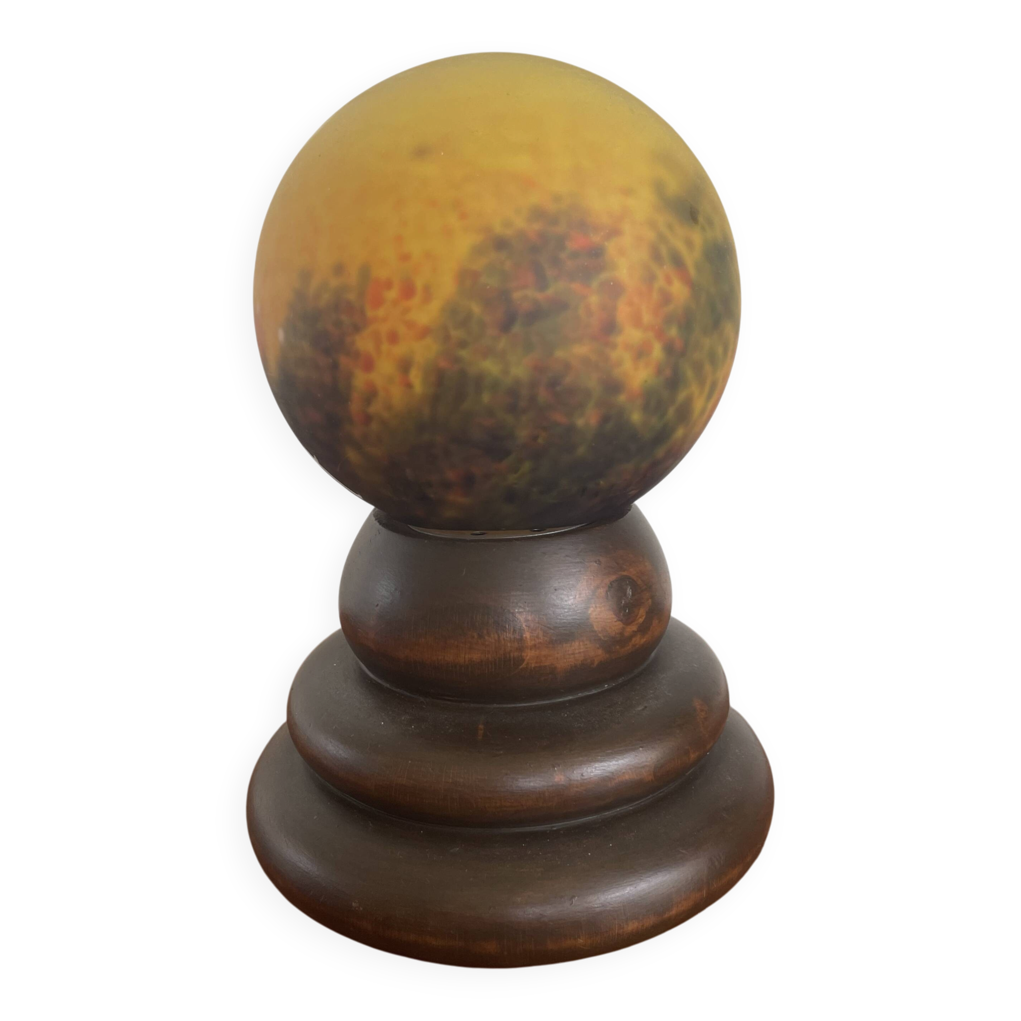 Yellow, round art deco table lamp. Art d'France