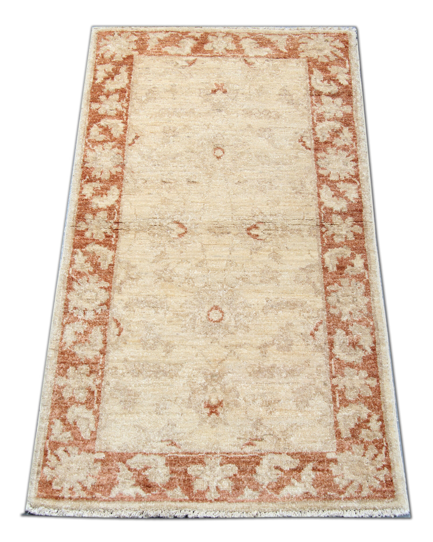 Cream Rug Handwoven Traditional Zeigler Carpet- 65x118cm