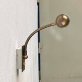 Vintage German brass patinated wall lamp with a gooseneck design by Honsel, 1970s.