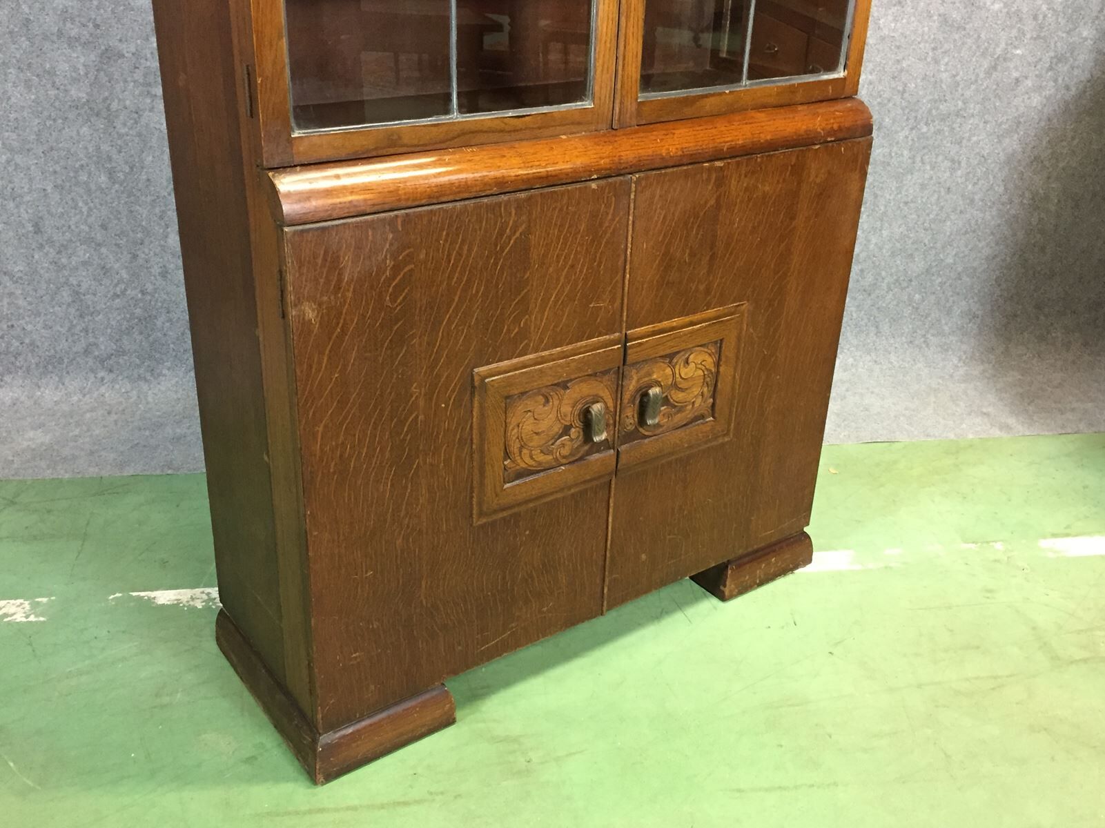 Glass art deco oak buffet