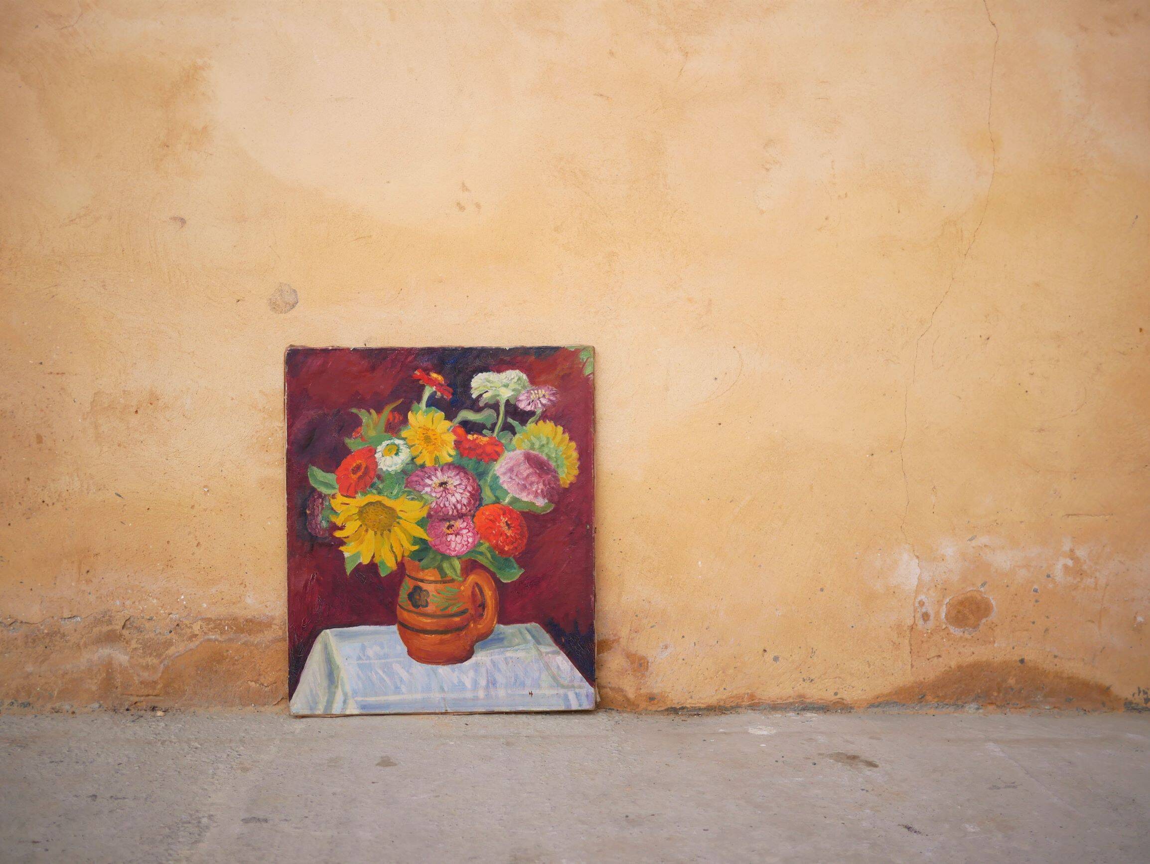Tableau, peinture sur toile vintage Fleurs