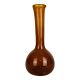 Vintage amber/orange bubbled glass soliflore vase