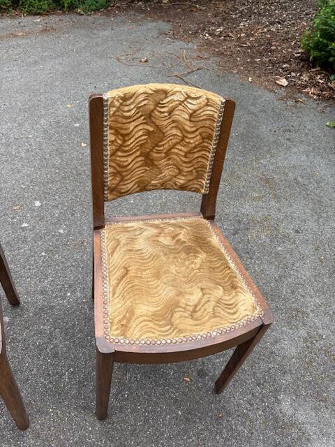 pair of beige velvet Art Deco / vintage chairs