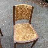pair of beige velvet Art Deco / vintage chairs