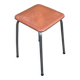 Tabouret vintage carré acier et cuir marron