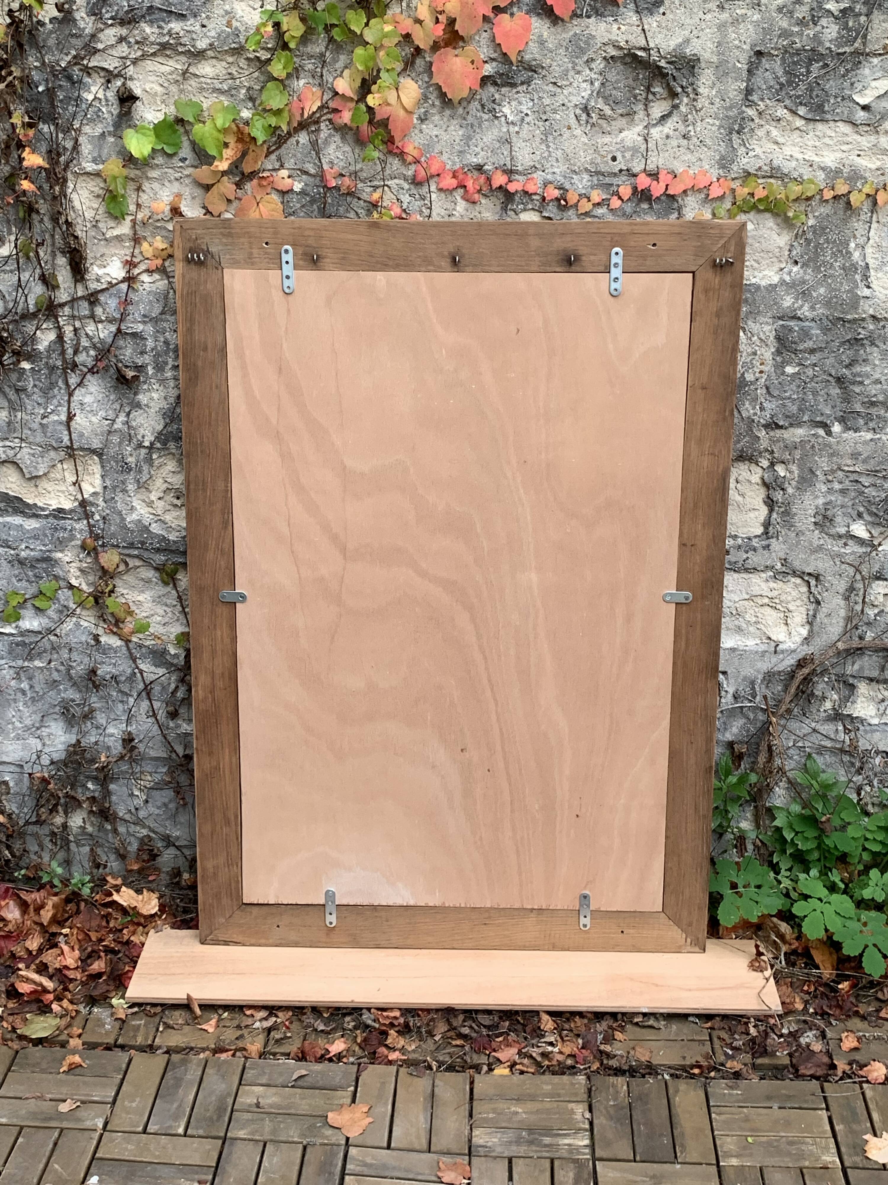 1940 beveled mirror solid raw oak 74x104