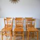 Set of 6 bistro chairs in blond wood luterma 1950