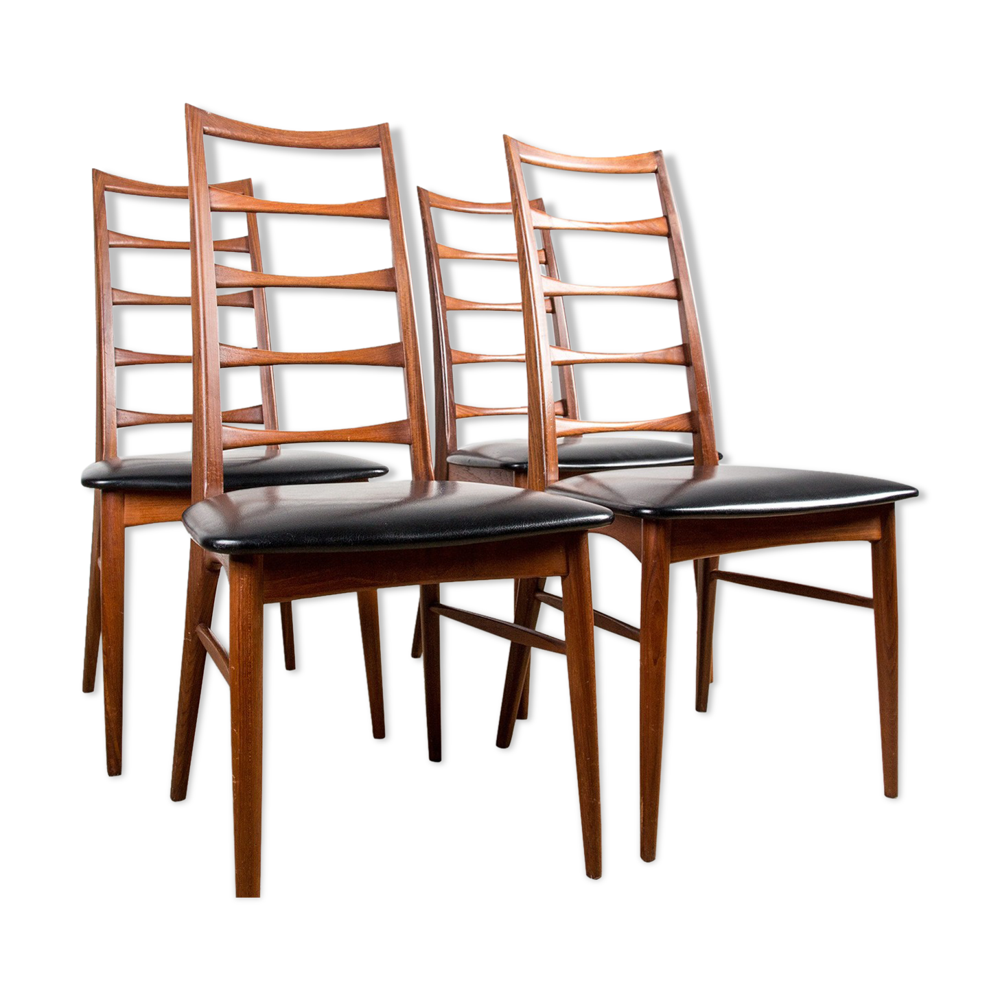 Series of 4 danish chairs in teck, model Liz of Designer Niels Kofoed 1960