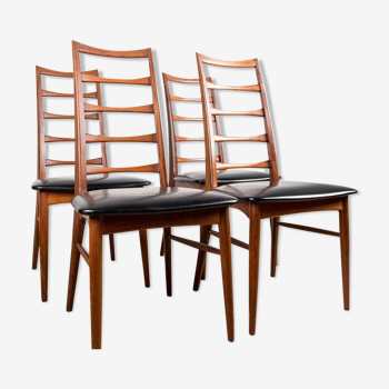 Series of 4 danish chairs in teck, model Liz of Designer Niels Kofoed 1960