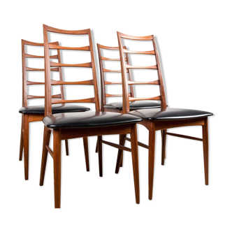 Series of 4 danish chairs in teck, model Liz of Designer Niels Kofoed 1960