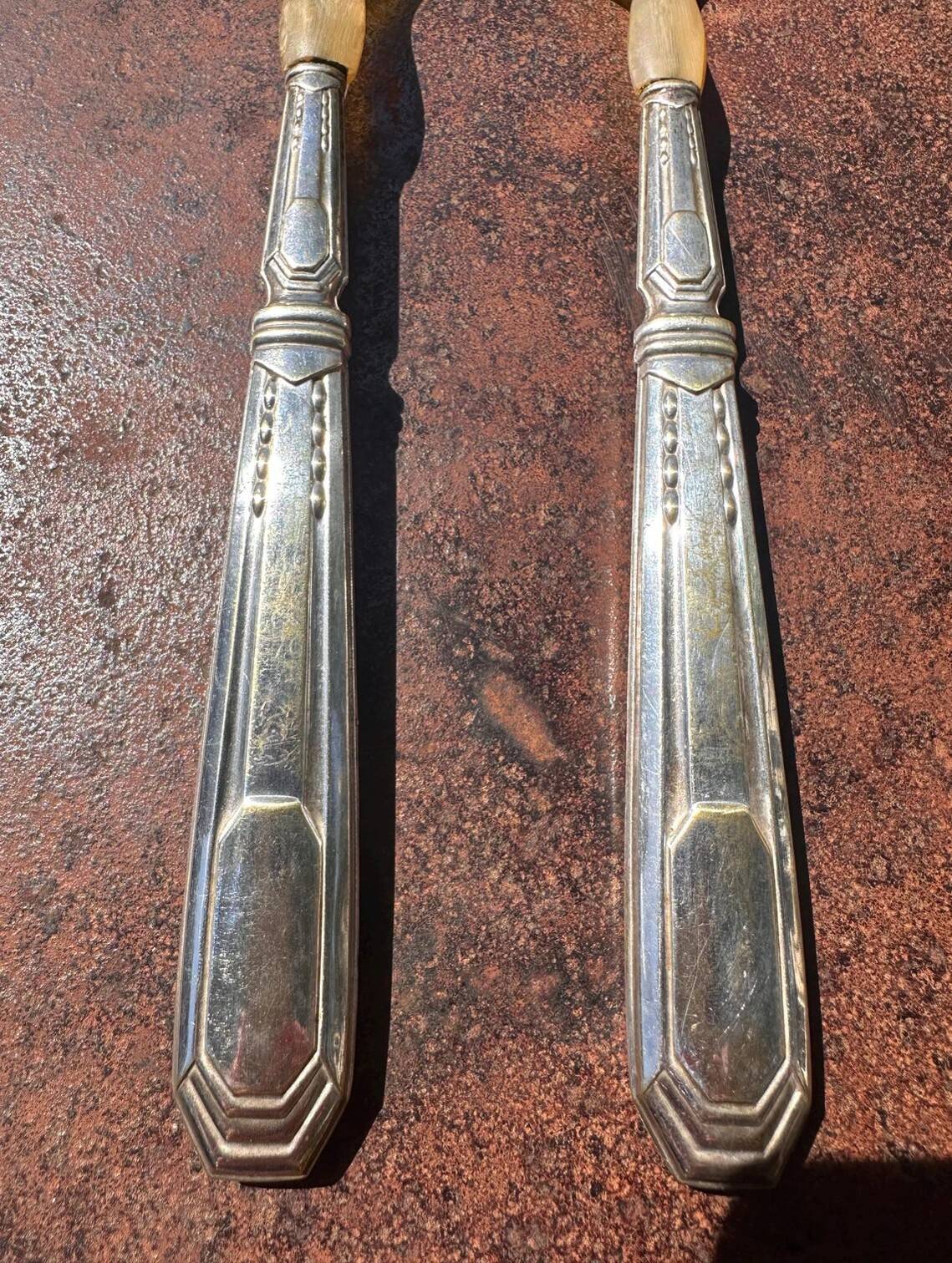 Antique Art Deco Salad Cutlery - Silver-Plated Handles