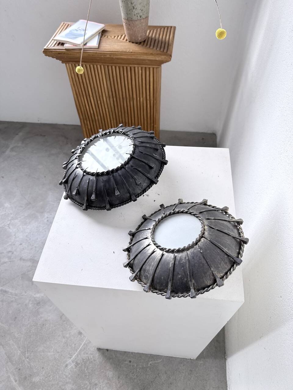 Brutalist "nail" wall sconces