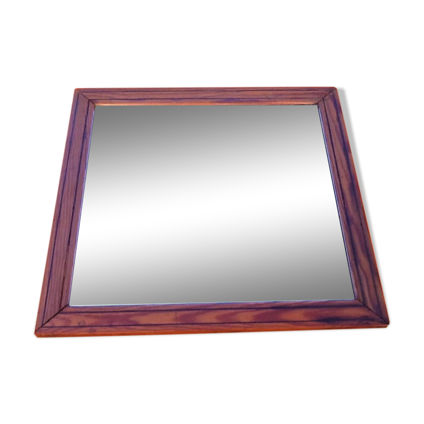 Barber mirror with pitch pine wood frame and double fillets, 1930s-1940s