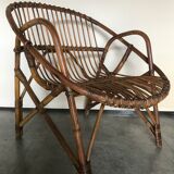 Rattan armchair vintage shell adult 1960