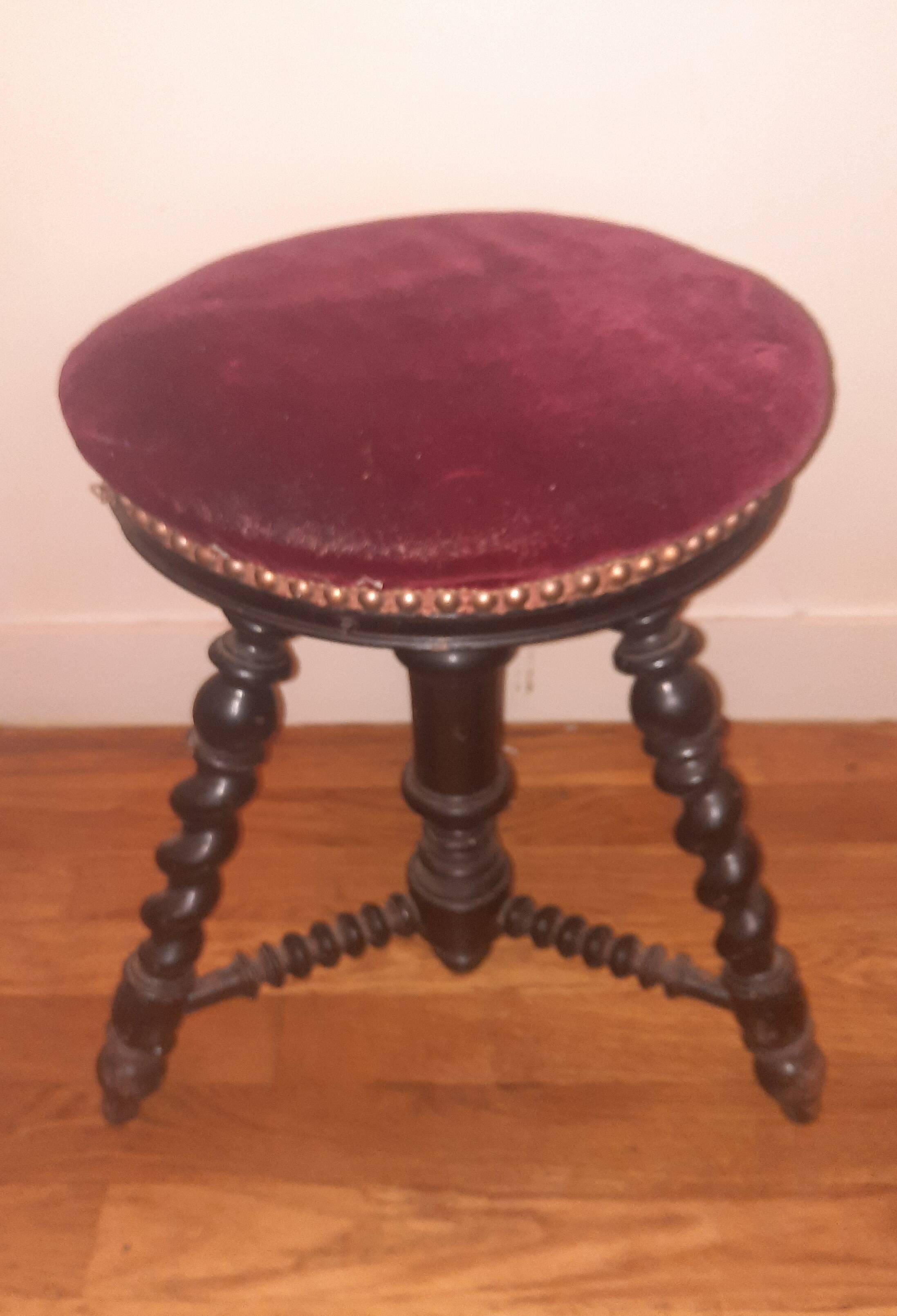 Tabouret de piano  bois tourné Napoléon 3
