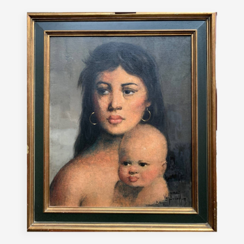 A. van BELLEGHEM (1922 - 1996) "Mother and child".
