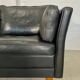 Vintage retro danish mogens hansen 2 person black leather sofa