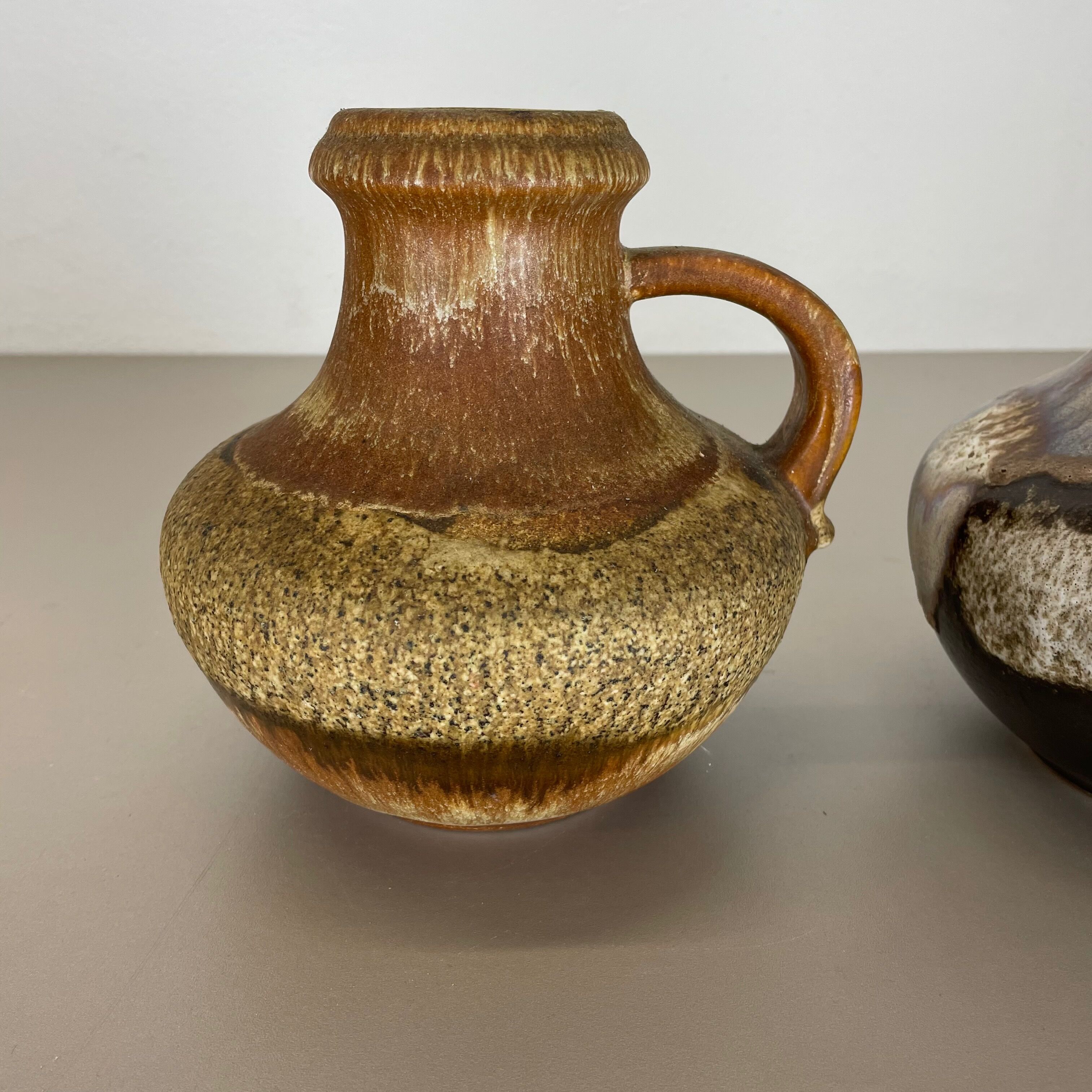 Set of Two Pottery Fat Lava Vases "Multi-Color" by Scheurich, Germany, 1970s
