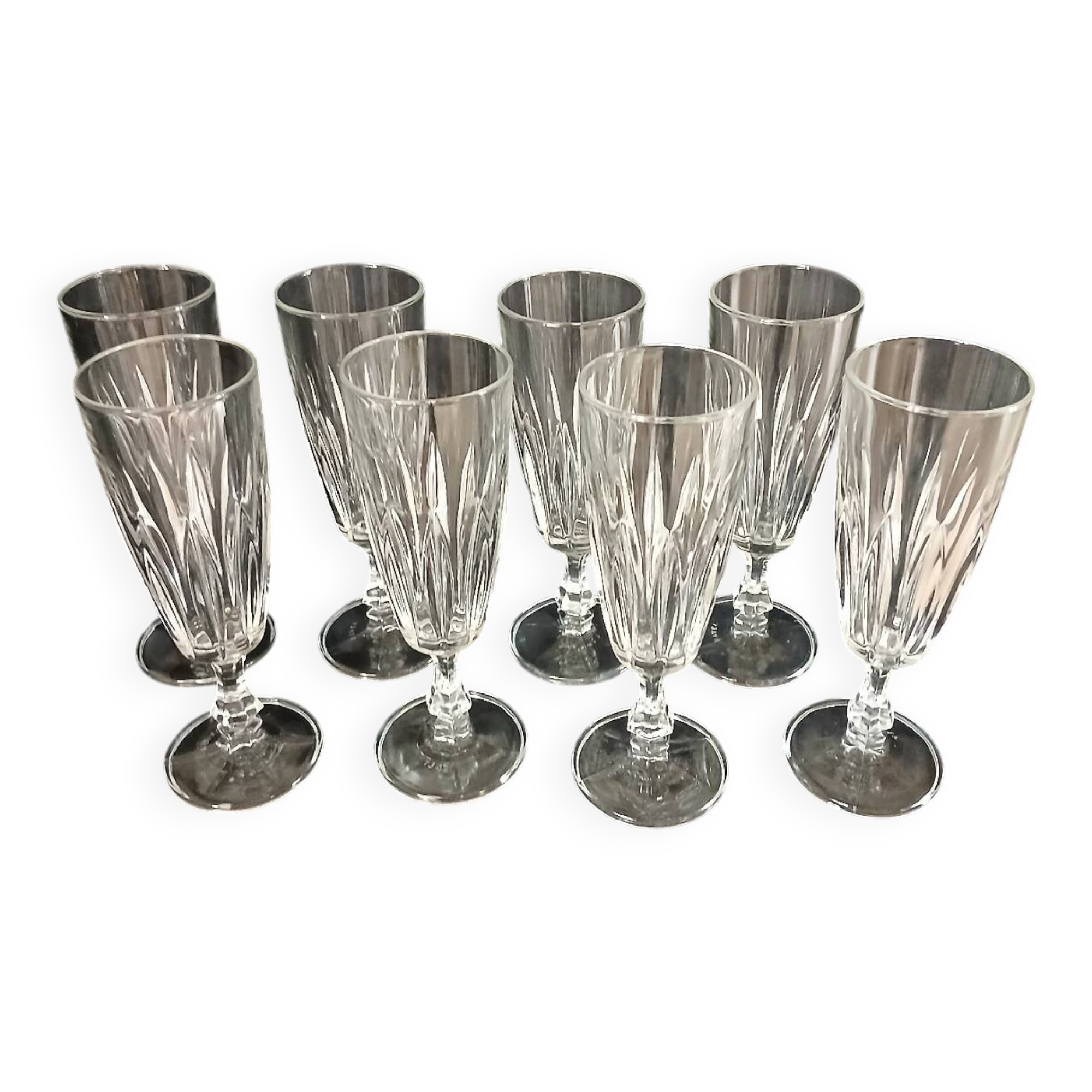 8 antique champagne flutes