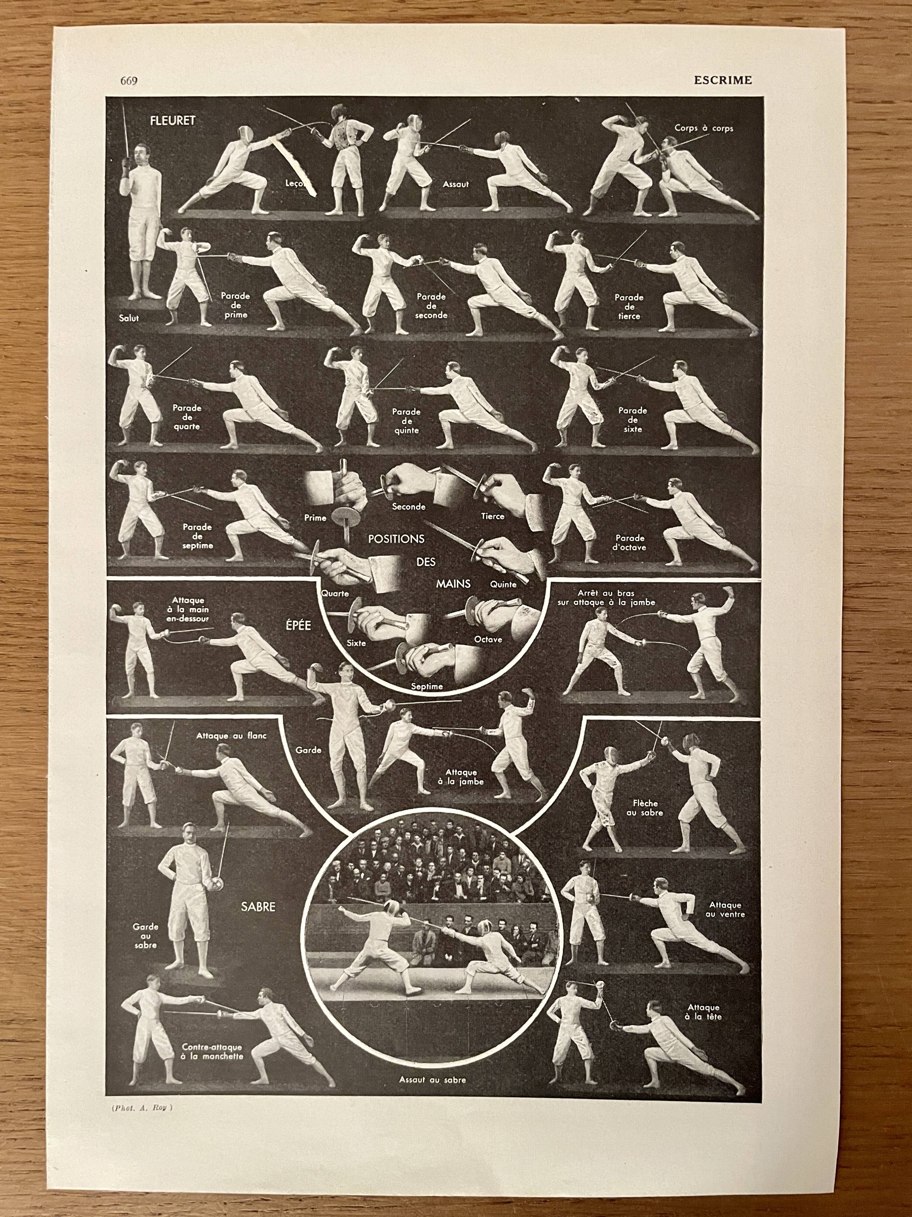 Planche photographique sur l'escrime - 1940