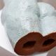Light blue clay ceramic torso statue – mid-century design sculpture, heavy studio piece