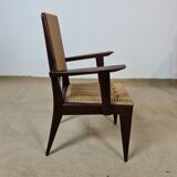 4 French mahogany and rope chairs 1950s
