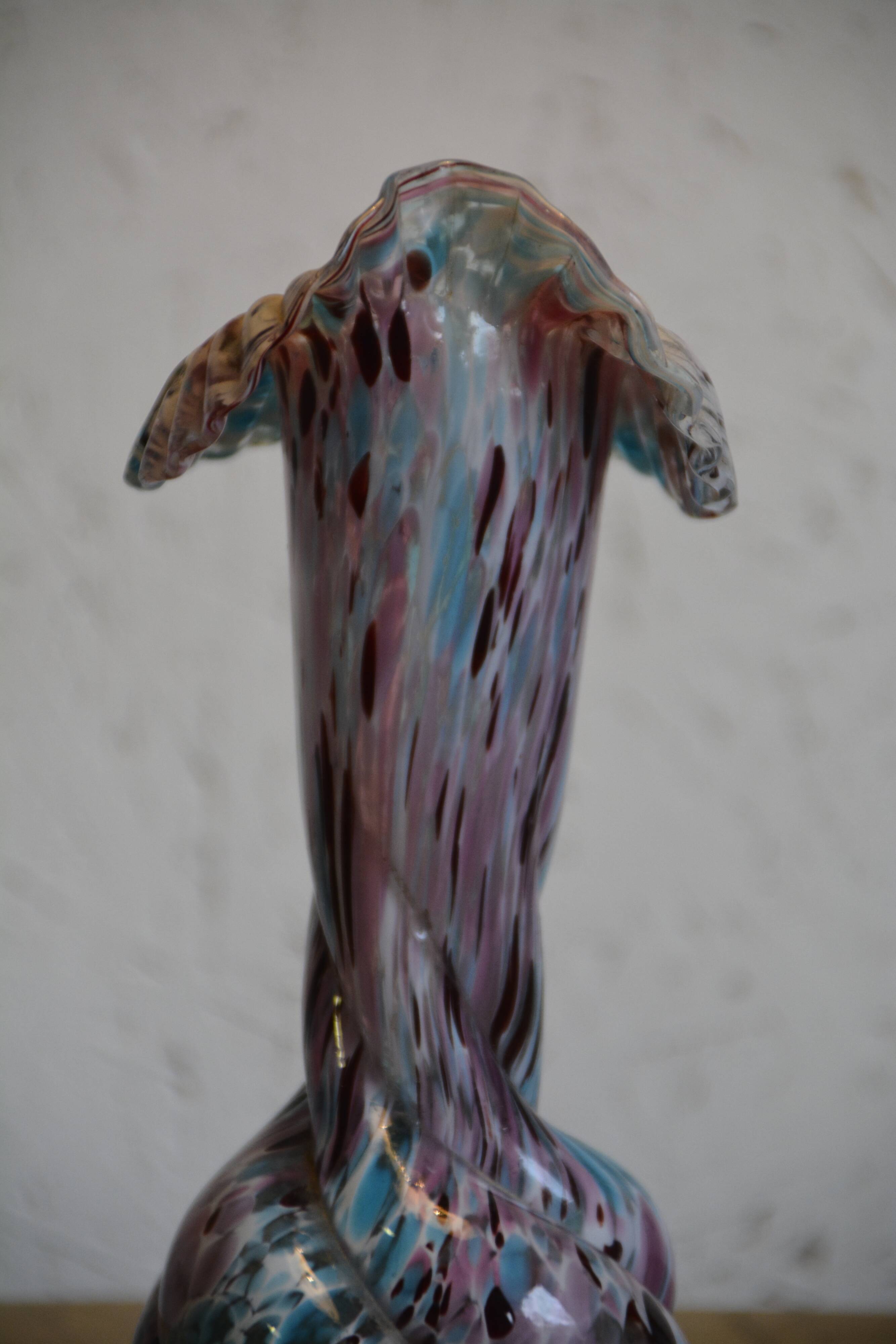 Pink and twisted blue vase