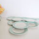 Ensemble de 9 assiettes à dessert décagonales vert mint