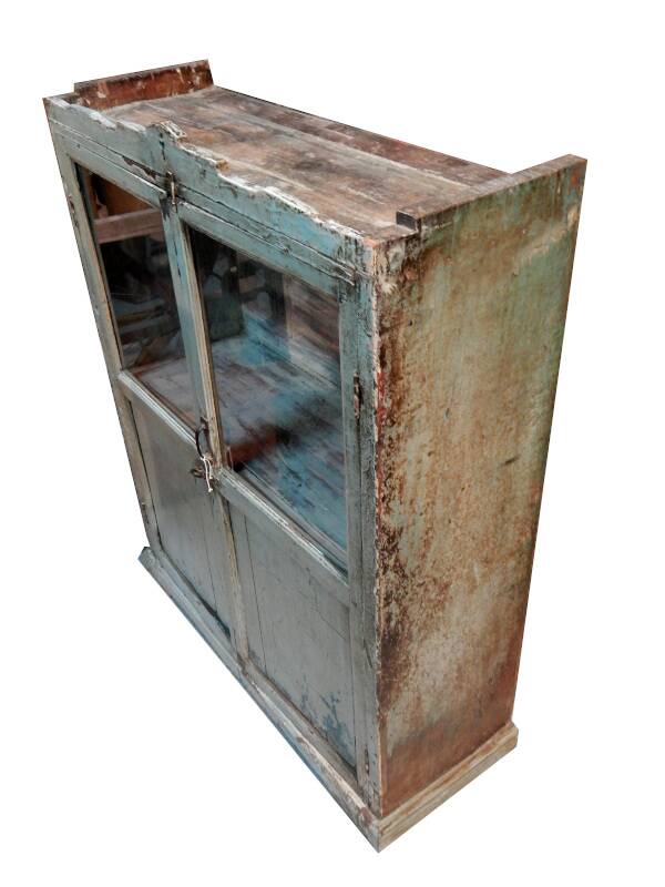 Antique Sideboard Teak Glass Cabinet