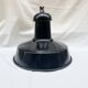 Industrial pendant light in black and white enamelled sheet metal factory bowl