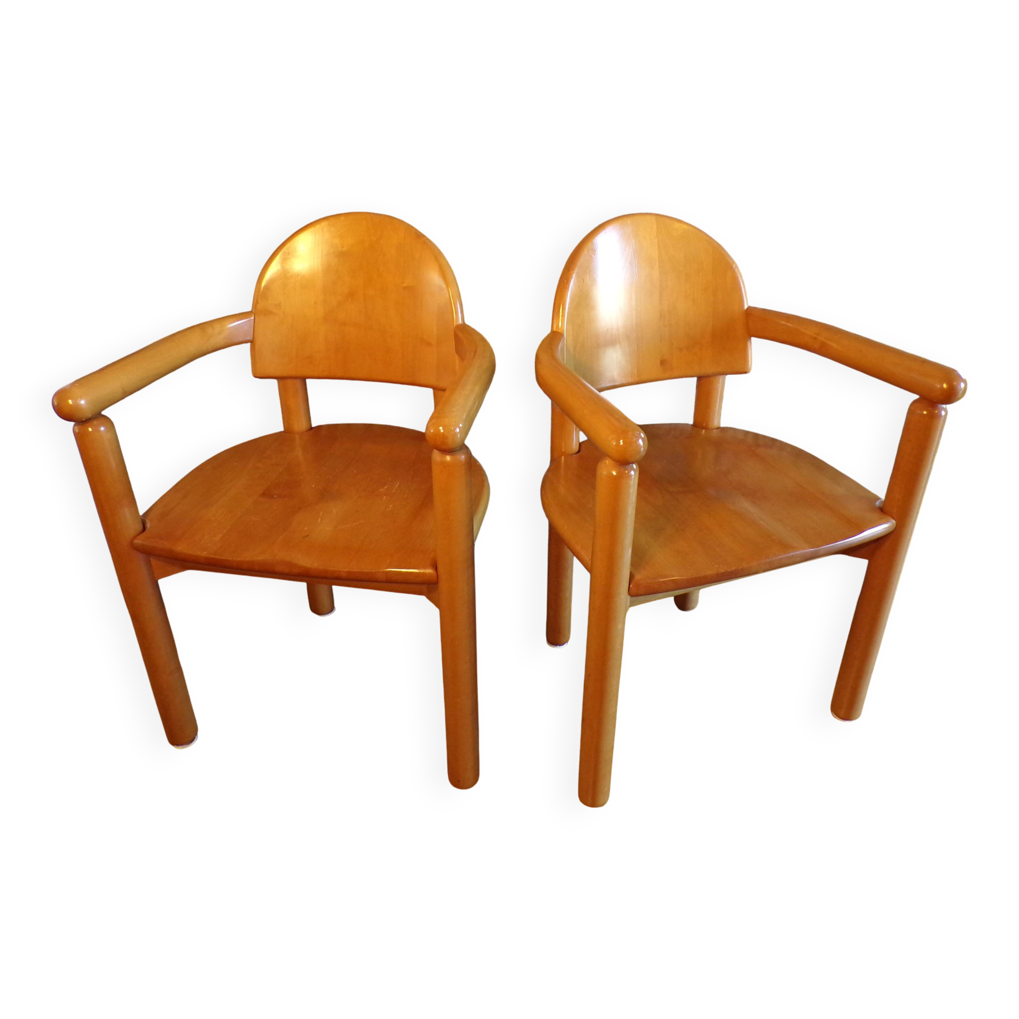 Pair of pine armchairs by Rainer Daumiller for Hirshals Savvaerk