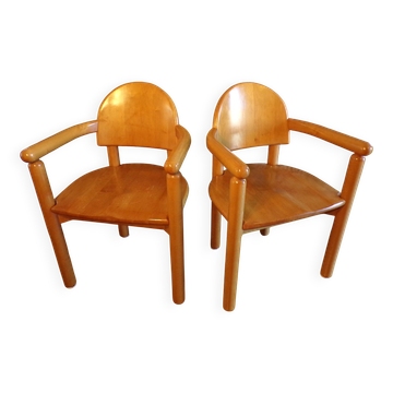 Pair of pine armchairs by Rainer Daumiller for Hirshals Savvaerk
